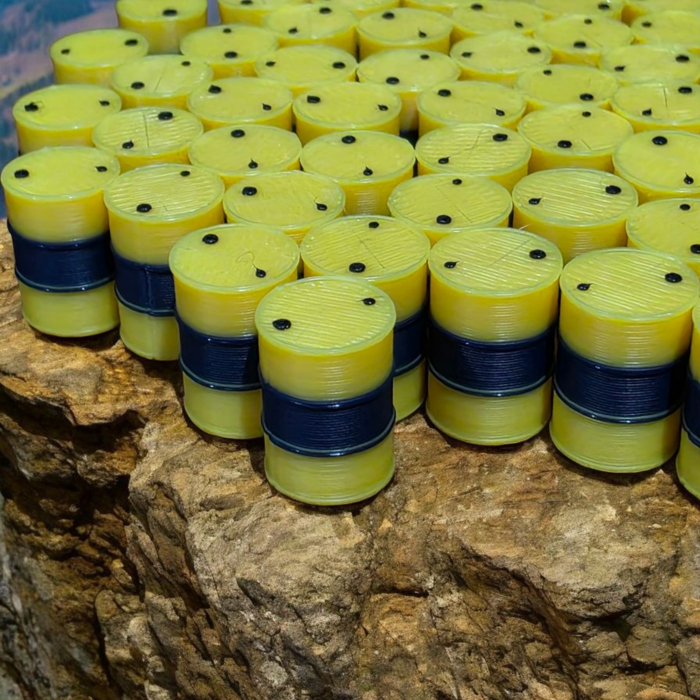 Oil Drum Barrels OO Gauge 100x Yellow-Blue Duckhams Oils Style Model Scenery
