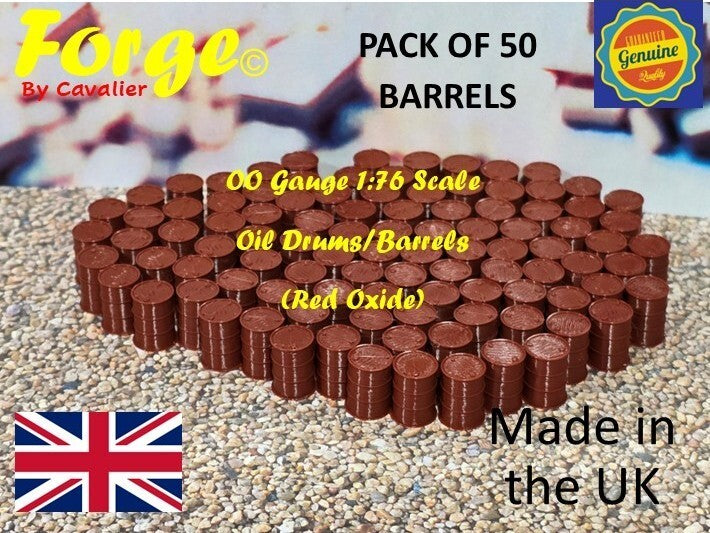Oil Drum Barrels OO Gauge New Red Oxide 1:76 Scale Models Train Railway 50 Pack