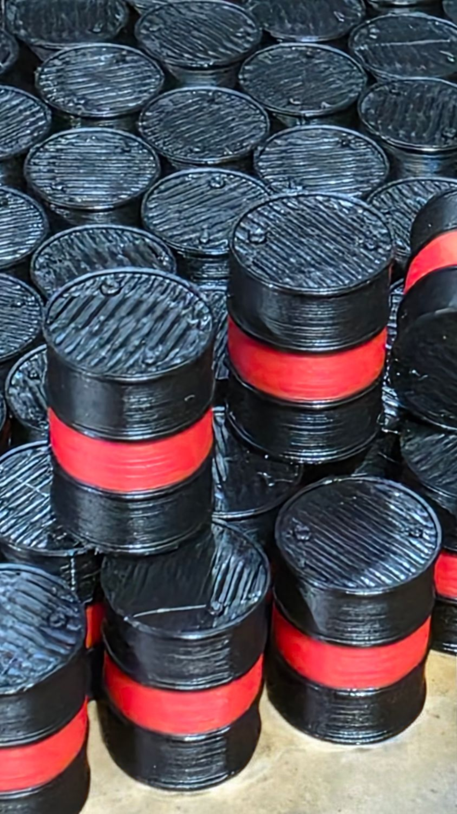 Oil Drum Barrels OO Gauge 100x Black-Red Texaco Style Model Scenery