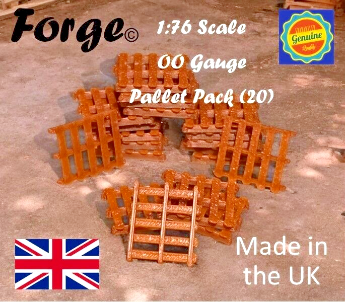 Pallets OO Gauge 1:76 Scale Models Train Railway Red-Brown Colour (20 Pack)