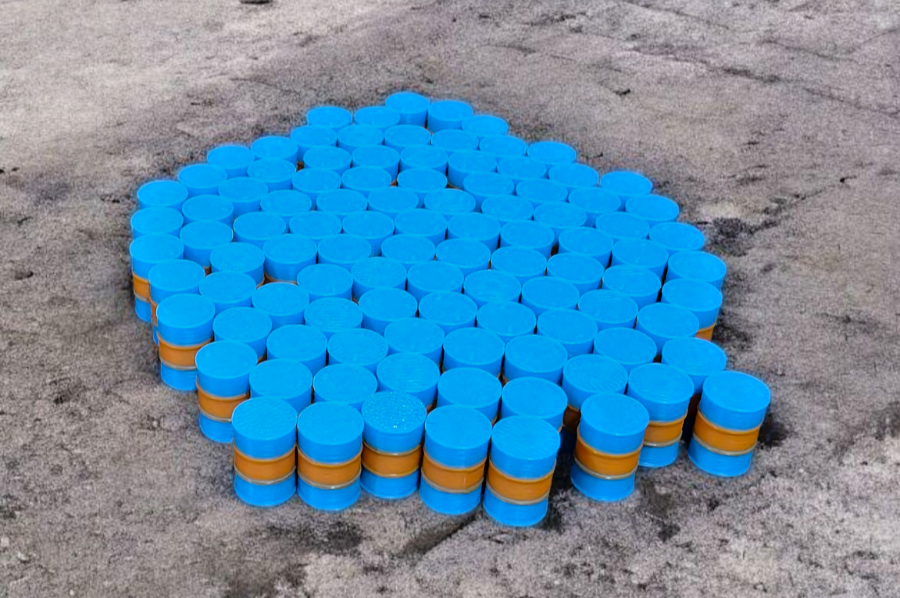 Oil Drum Barrels OO Gauge 100x Sky Blue & Orange Gulf Style Model Scenery