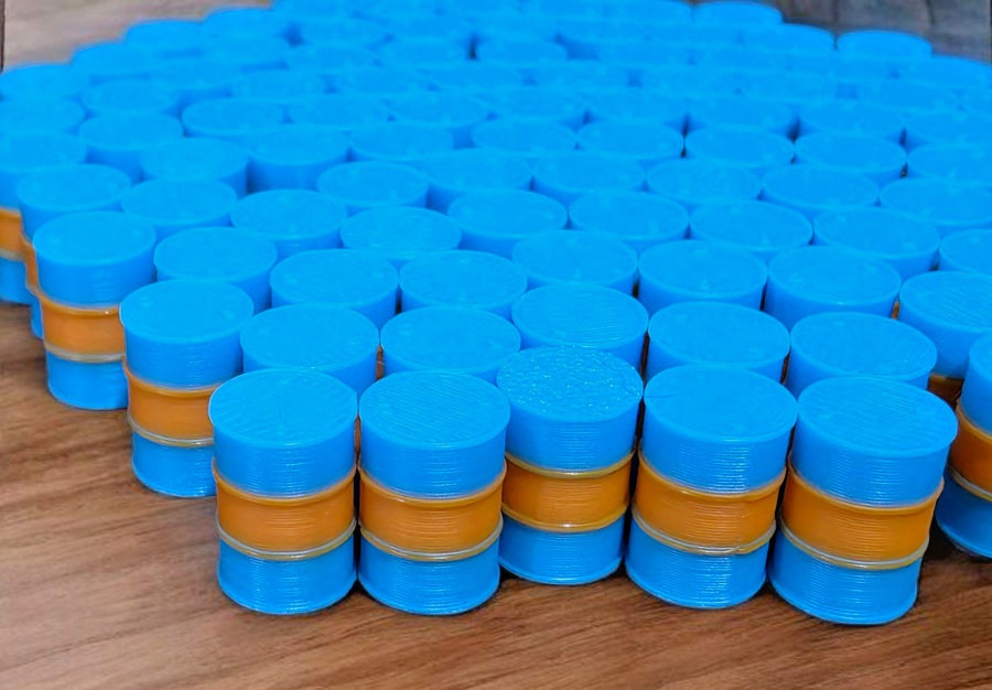 Oil Drum Barrels OO Gauge 100x Sky Blue & Orange Gulf Style Model Scenery