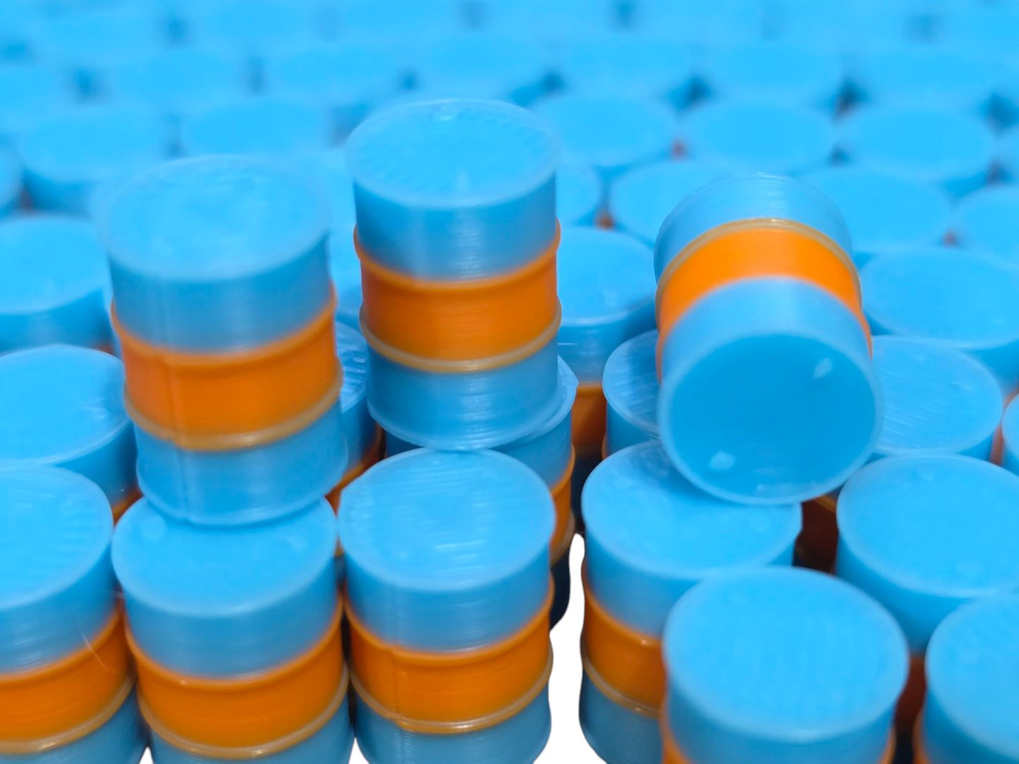 Oil Drum Barrels OO Gauge 100x Sky Blue & Orange Gulf Style Model Scenery