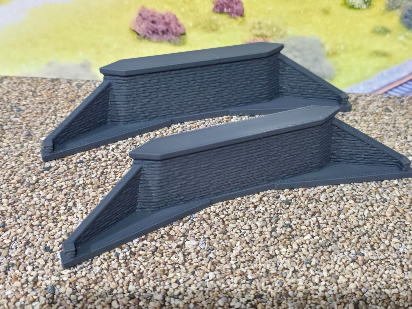 Double Track Iron Girder Bridge 45deg Skew End Piers Z Gauge Model Railway