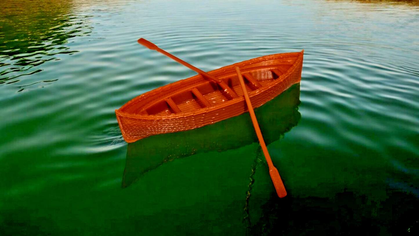 Row Rowing Boat with Oars OO HO Gauge 1:76 Scale Models Train Railway Set of 3