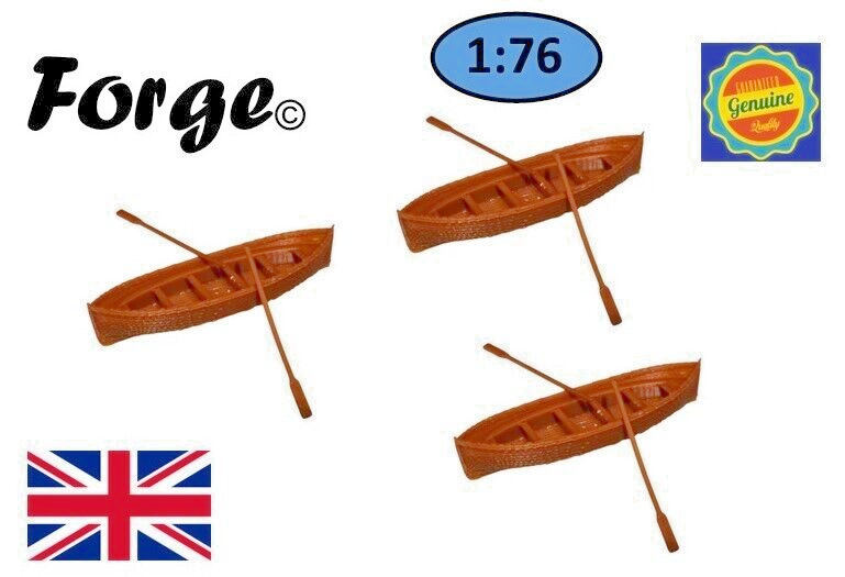 Row Rowing Boat with Oars OO HO Gauge 1:76 Scale Models Train Railway Set of 3