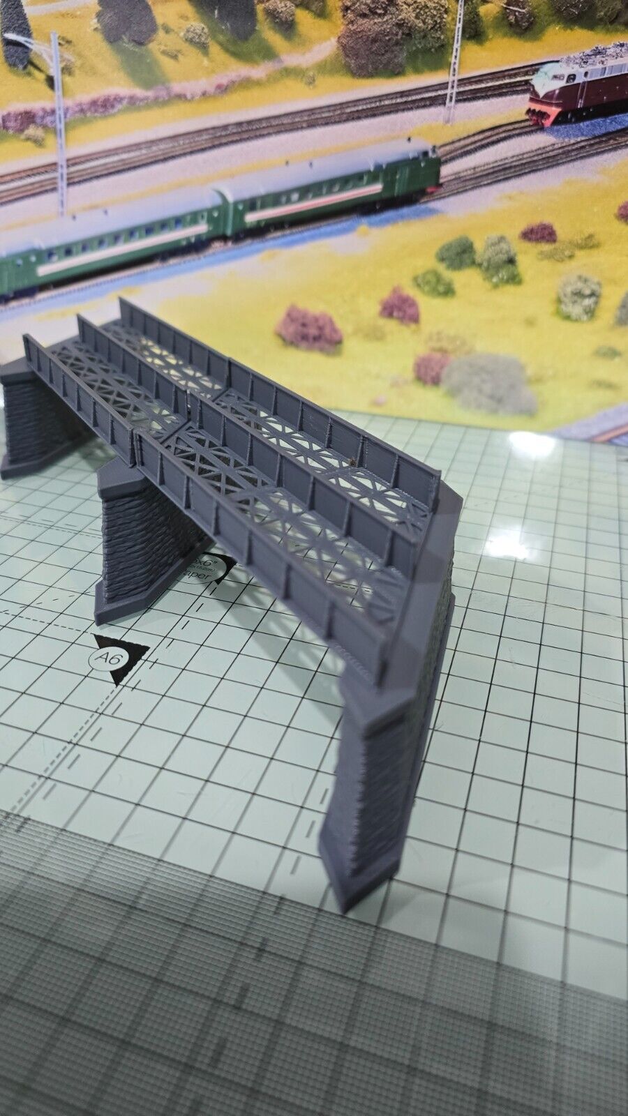 Z Gauge Left 45 deg Double Track Iron Girder Bridge Model Railway 1:220 Scale