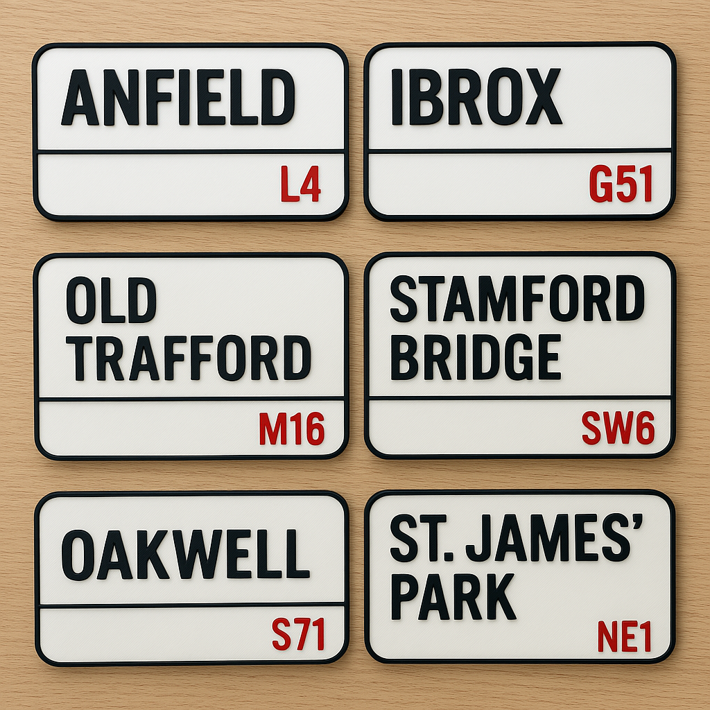 Football Ground Stadium Street Sign Custom London Style Anfield, Old Trafford