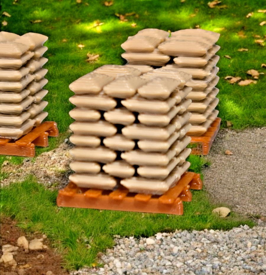 Pallets of Beige Sacks Brown pallet N Gauge 1:148 Scale Models Railway (6 Pack)