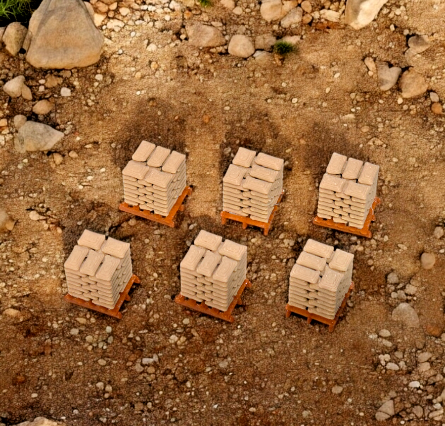 Pallets of Beige Sacks Brown pallet N Gauge 1:148 Scale Models Railway (6 Pack)