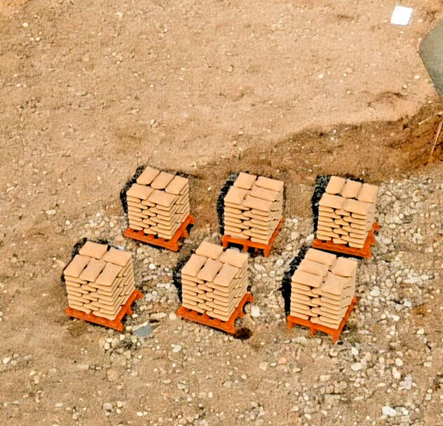 Pallets of Beige Sacks Brown pallet N Gauge 1:148 Scale Models Railway (6 Pack)
