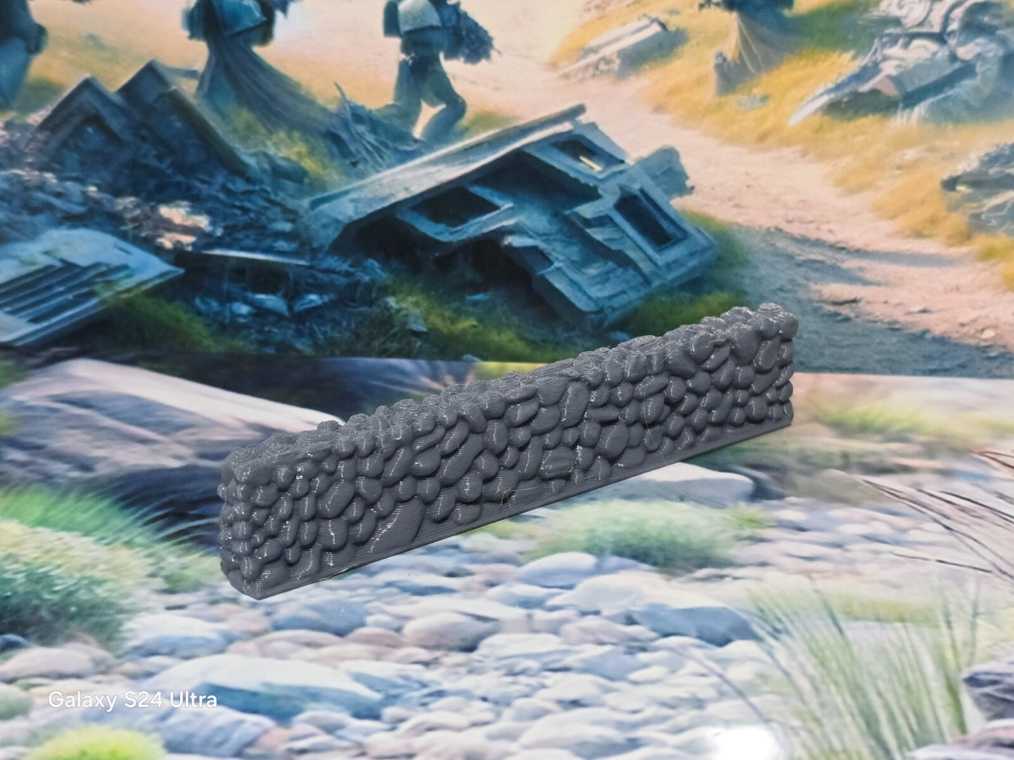 28mm Unpainted Grey 104mm short Stone Wall Bolt Action Table Top Wargames