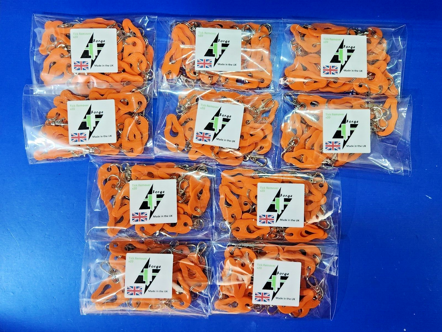 Wholesale Bulk 200 x Tick Removal Tools Orange PLA Plastic dog cat horse human