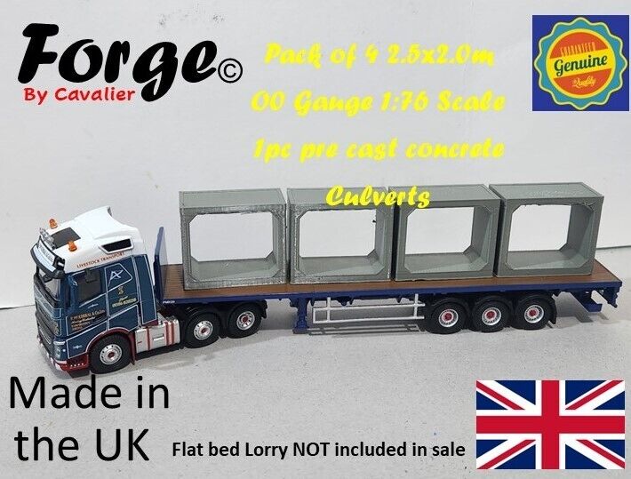 Pack of 4 2.5x2.0m 00 Gauge 1:76 Scale 1pc pre cast concrete Culverts Train Set