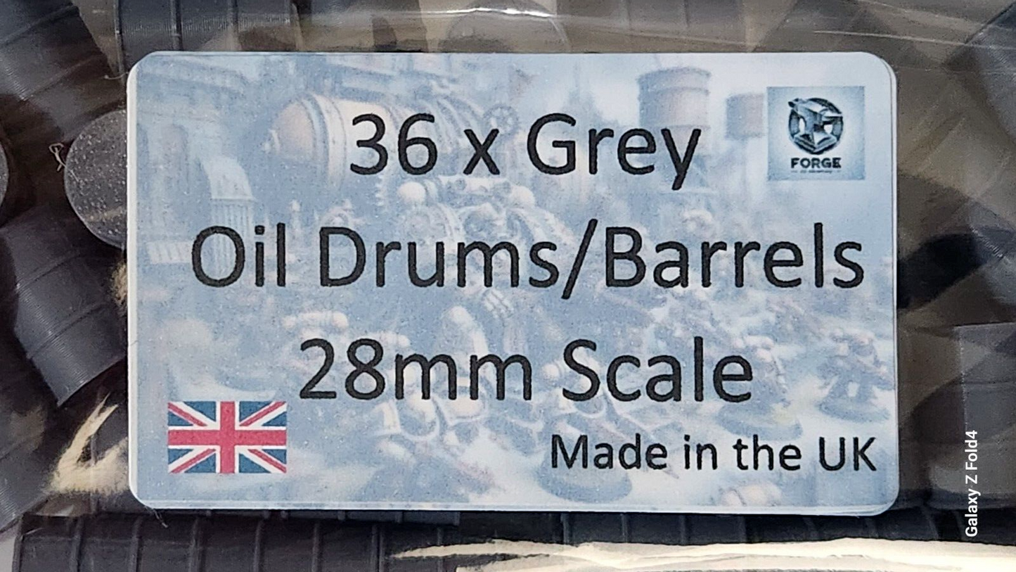 36 x Grey Oil Drums Barrels 28mm Scale War Games Gaming Terrain Cyberpunk