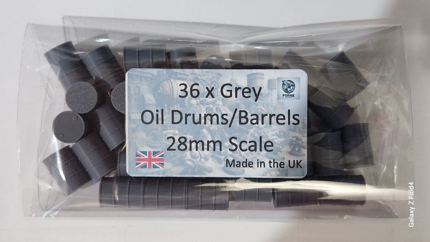 36 x Grey Oil Drums Barrels 28mm Scale War Games Gaming Terrain Cyberpunk