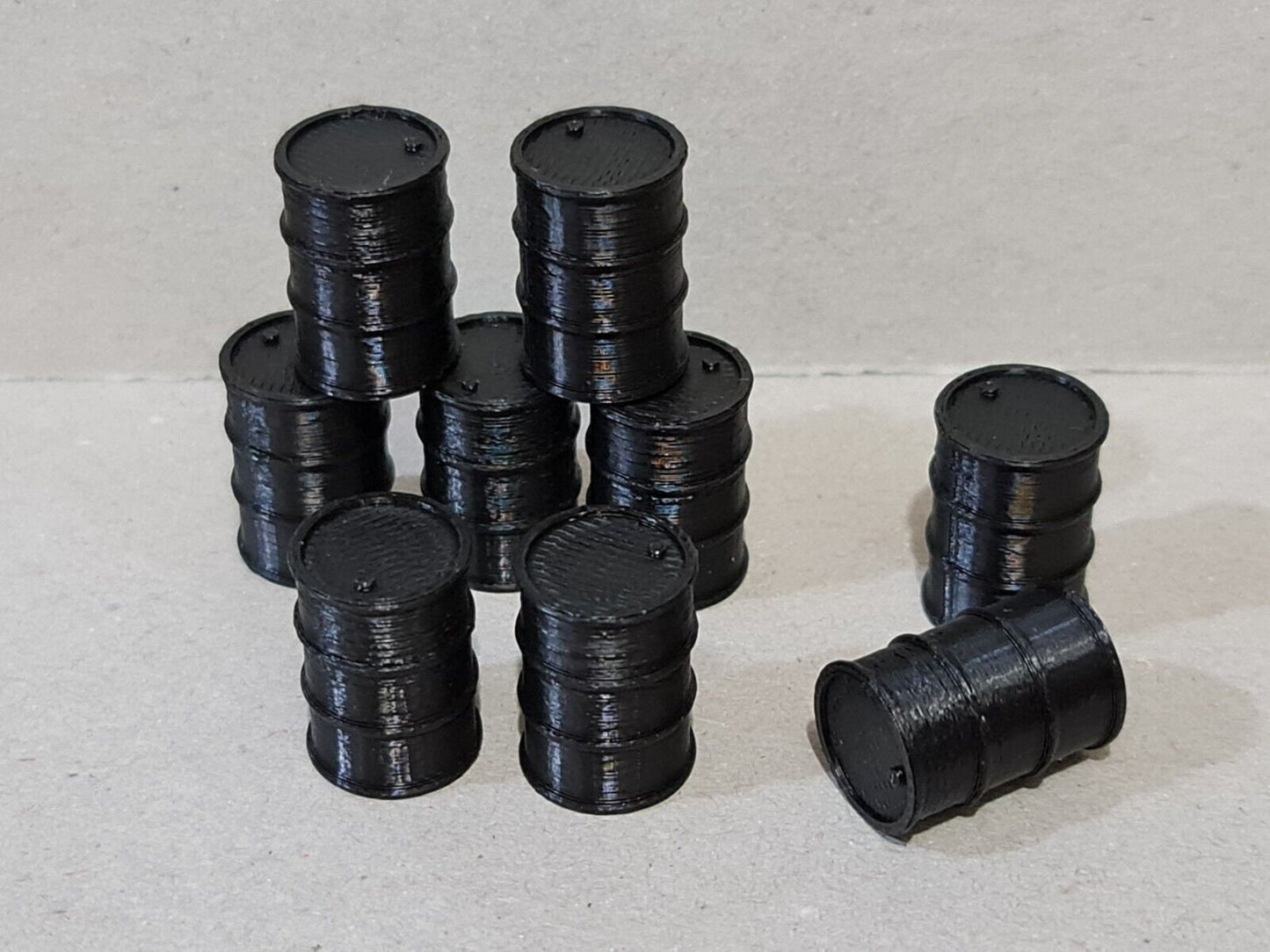 9 New Black Oil Drum Barrels 1:43 Scale Models diorama accessories Truck Lorry