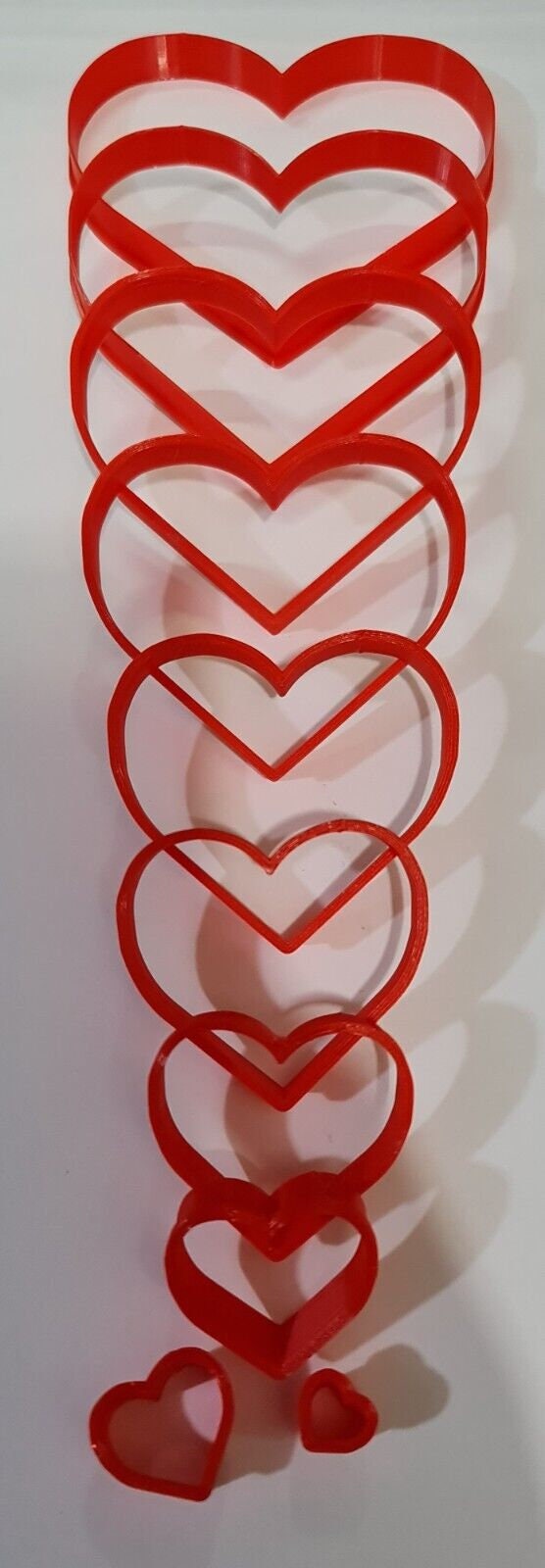 New Set of 10 Red Love Heart Nesting Cookie Biscuit Fondant Icing Cutters
