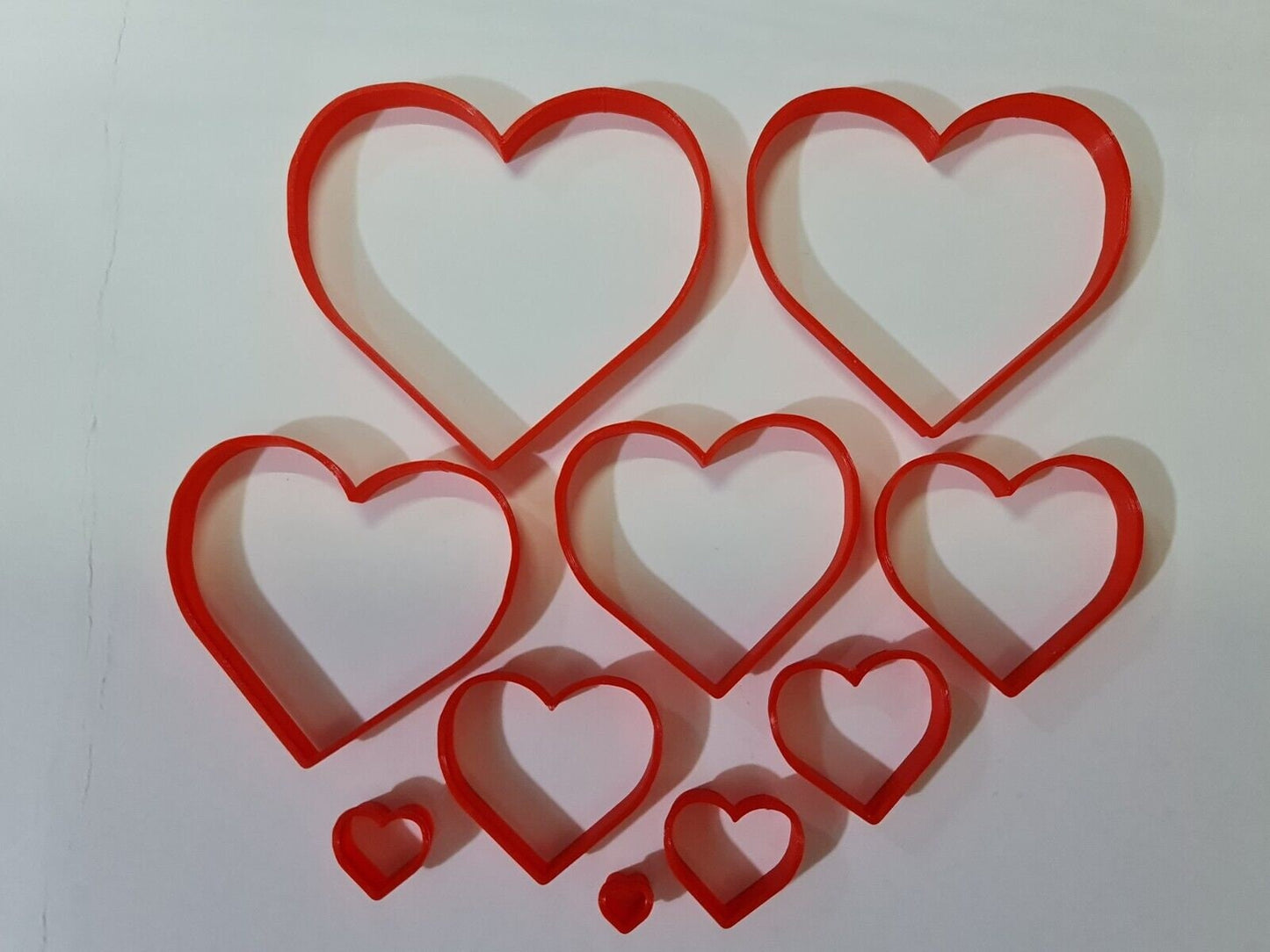 New Set of 10 Red Love Heart Nesting Cookie Biscuit Fondant Icing Cutters