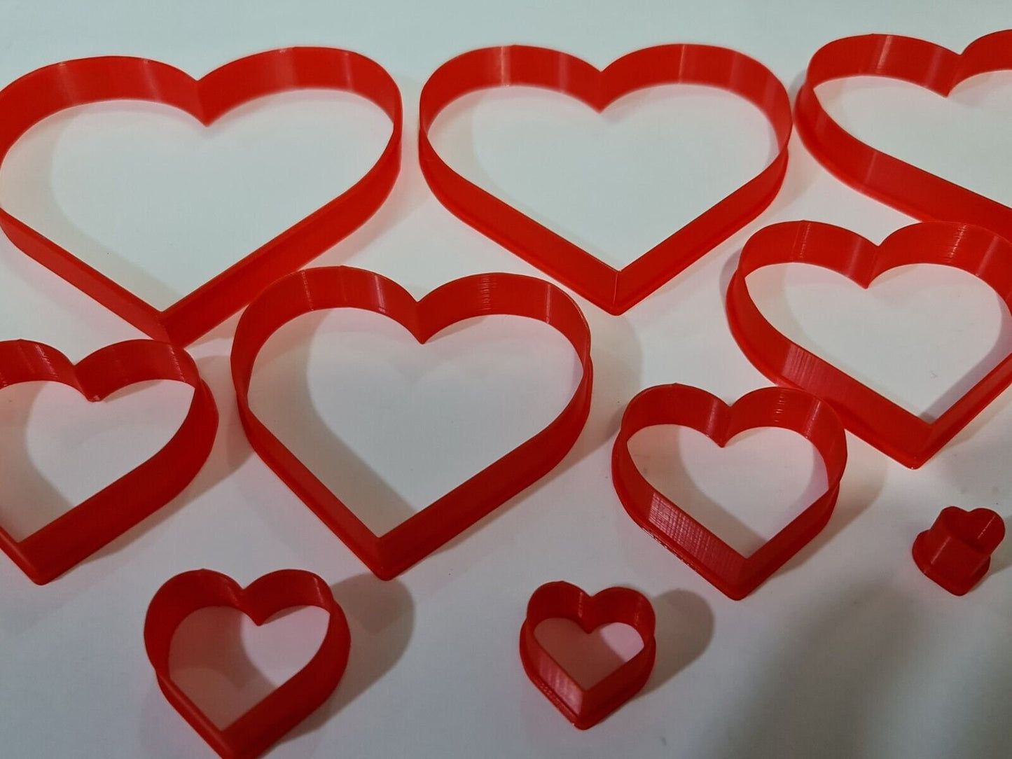 New Set of 10 Red Love Heart Nesting Cookie Biscuit Fondant Icing Cutters