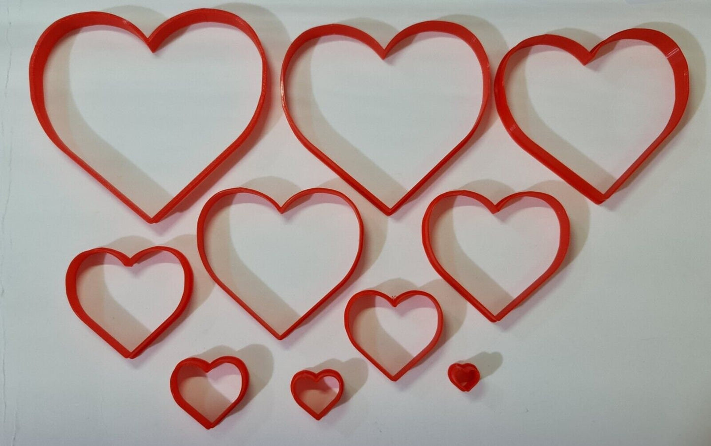 New Set of 10 Red Love Heart Nesting Cookie Biscuit Fondant Icing Cutters