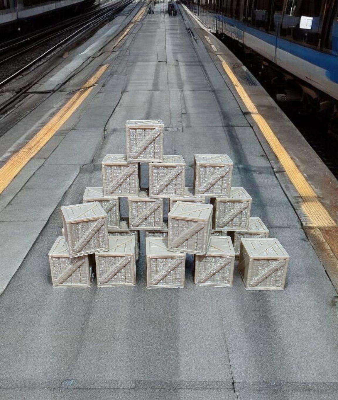 Wooden Crates 3ft Model Train Railway Station Freight New OO HO Gauge 20 Pack