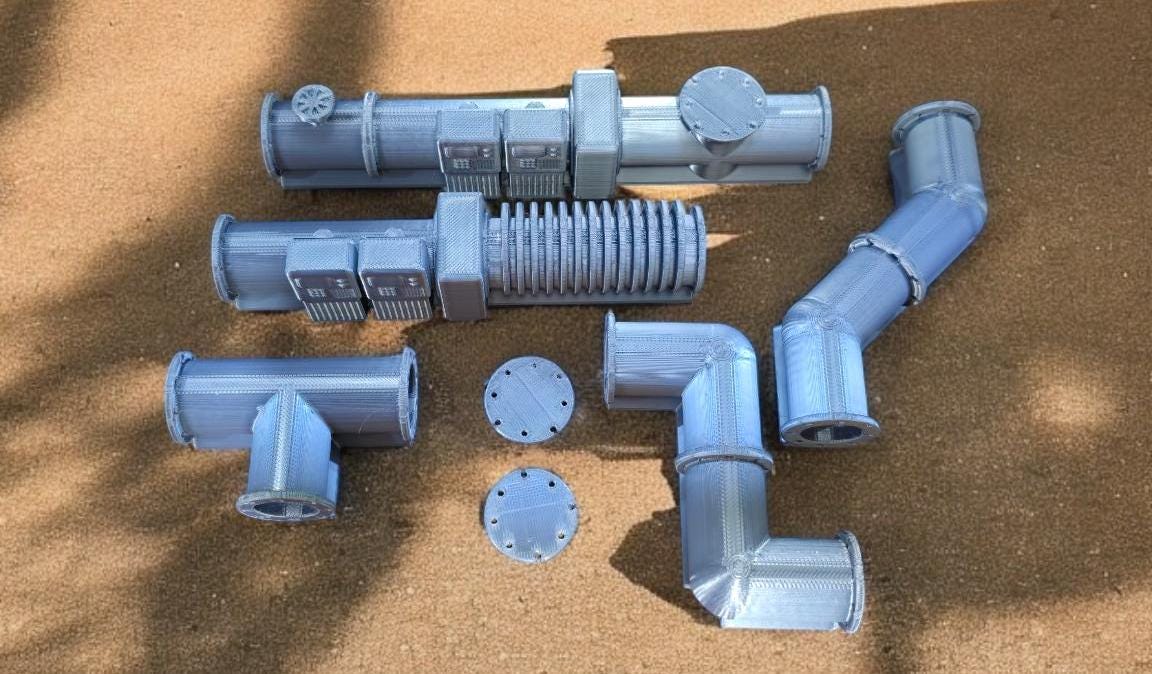 Above Ground Pipelines 7pcs Sci-Fi Modelling Diorama Wargaming Warhammer 40k Add on Set
