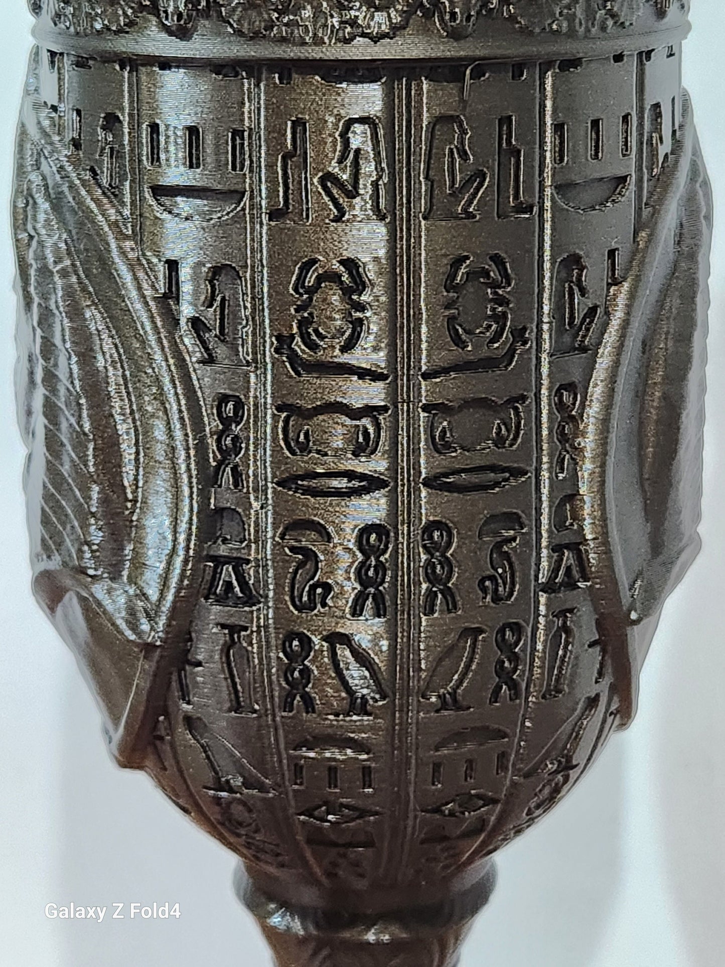 Egypt Egyptology hieroglyphics Pharaoh’s Raided Goblet Chalice in Antique Bronze Colour PLA 3D Printed