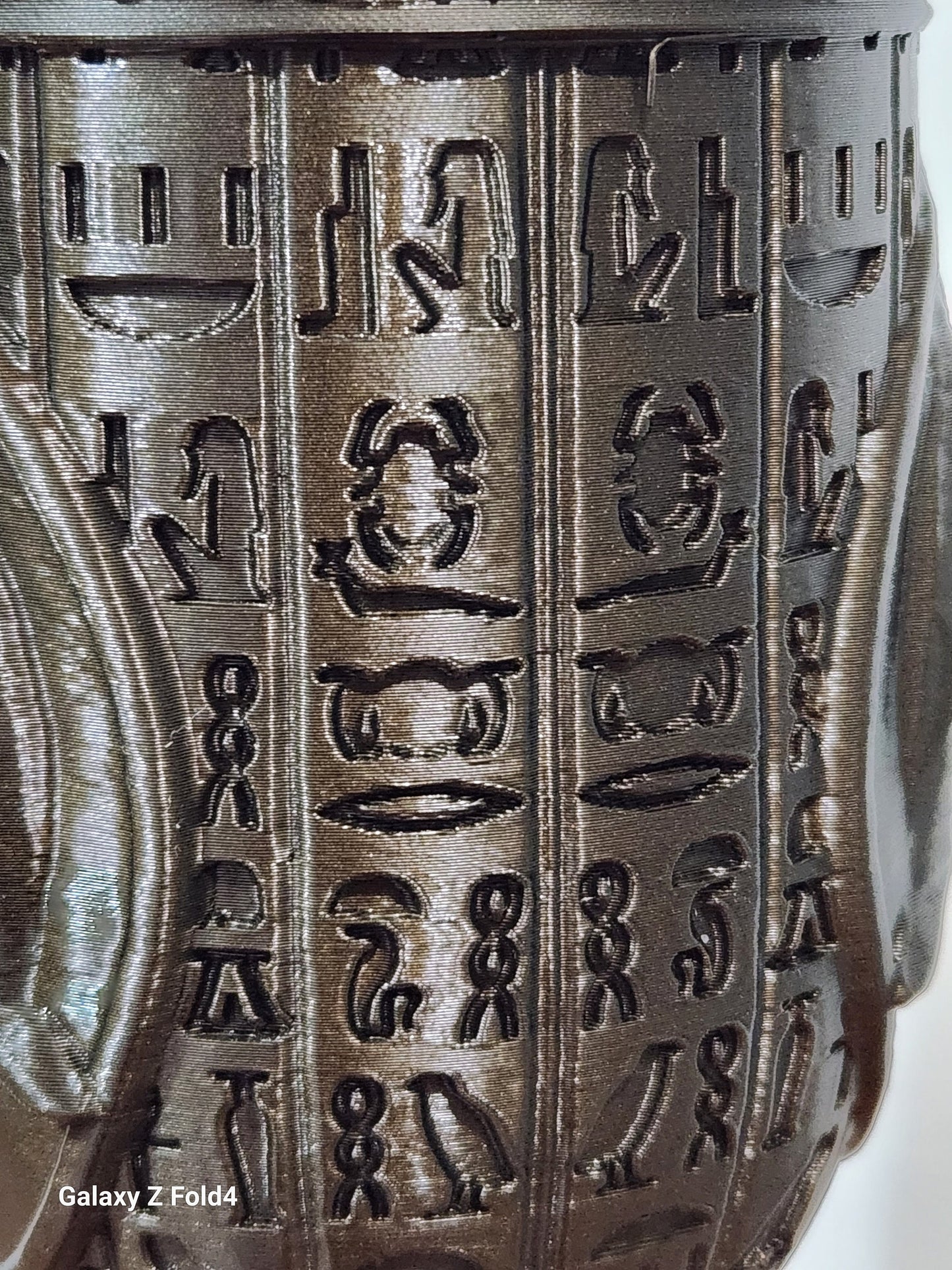 Egypt Egyptology hieroglyphics Pharaoh’s Raided Goblet Chalice in Antique Bronze Colour PLA 3D Printed