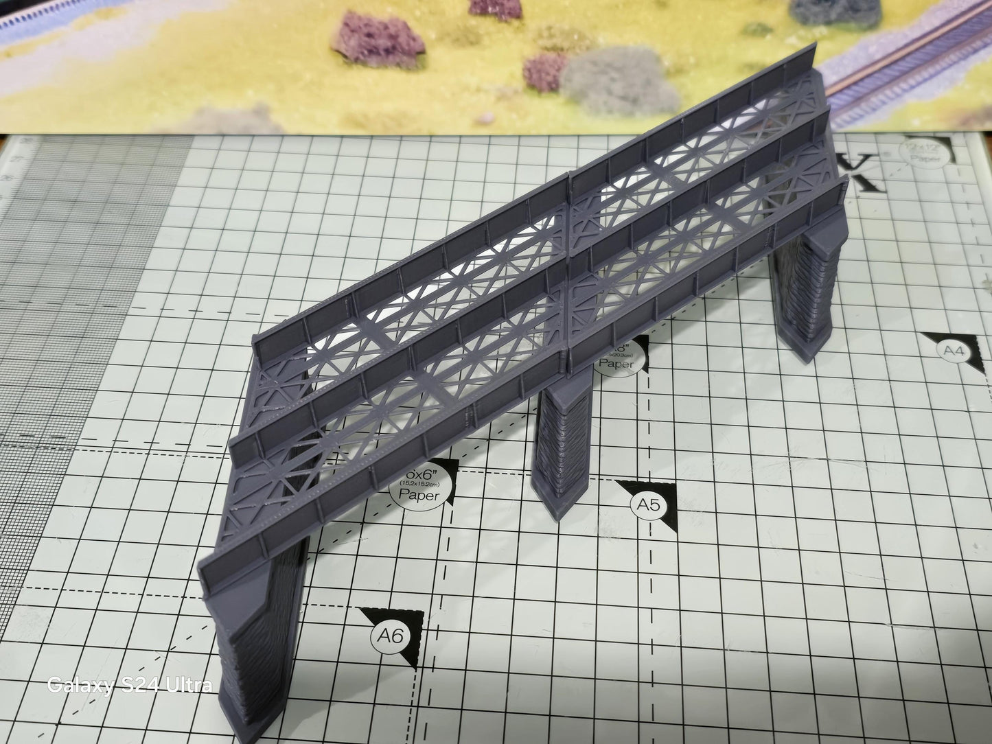 Double Track Iron Girder Bridge Z Gauge 45 deg Right Skew Model Railway Layout 1:220 Scale can be made to custom size PLEASE ASK