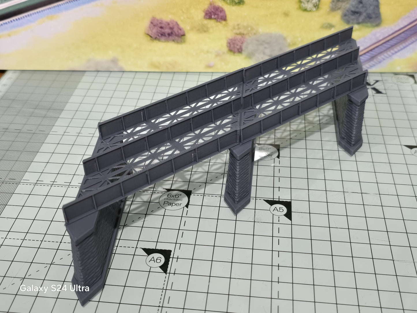 Double Track Iron Girder Bridge Z Gauge 45 deg Right Skew Model Railway Layout 1:220 Scale can be made to custom size PLEASE ASK