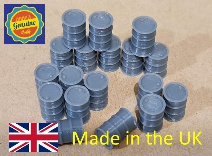 New Grey Oil Drum Barrels OO HO Gauge 1:76 Scale Models Train Railway (18 Pack)