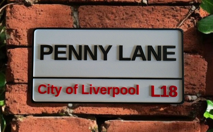 Penny Lane Street Sign Beatles Inspired Retro Wall Plaque 3D Printed Decor Gift