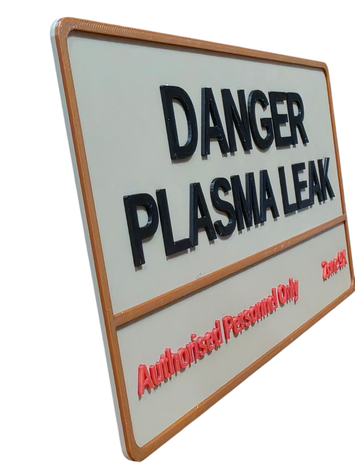 DANGER Plasma Leak Sign – Sci-Fi 3D Printed Door Plaque – Nerd Decor Geek Gift