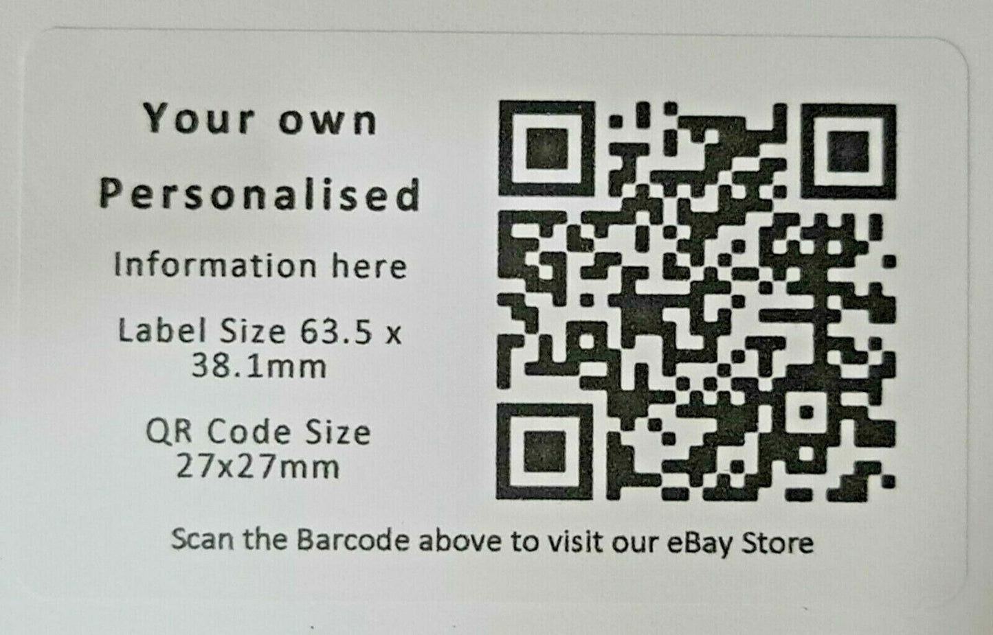 84 x Personalised QR Code Barcode Stickers Sticky Labels