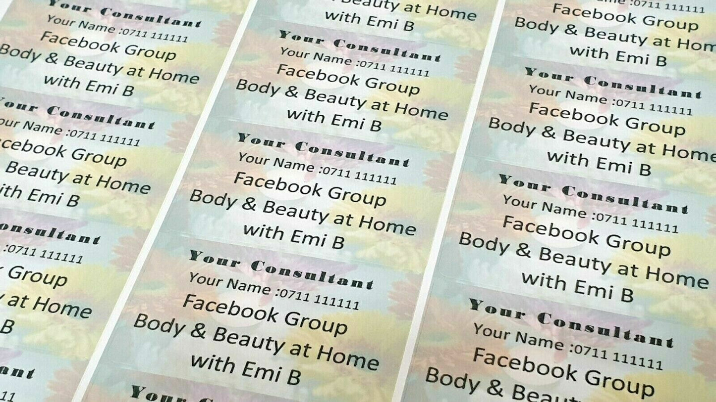 84 x Personalised Your Consultant Labels Stickers Bodyshop Avon Ann Summers