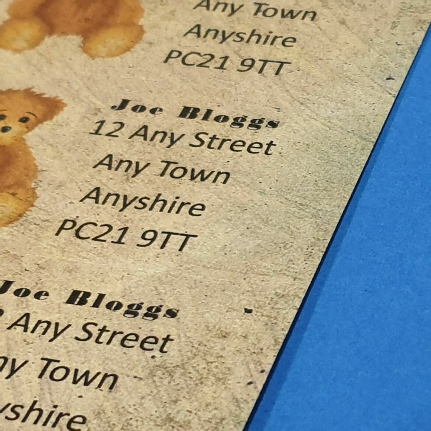 84 x Vintage Papers Personalised Name & Address Labels with Teddy Bear