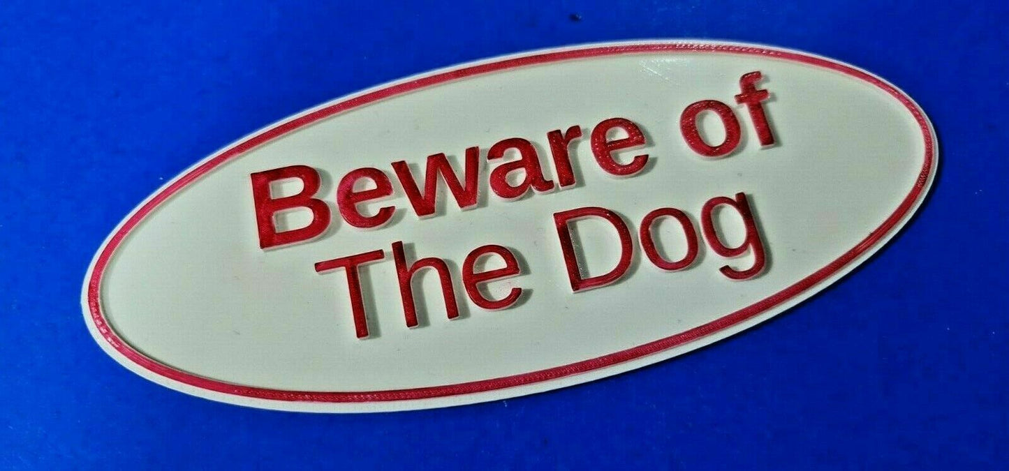 Quality Red & White Beware of the Dog Sign with 3D Letters and border