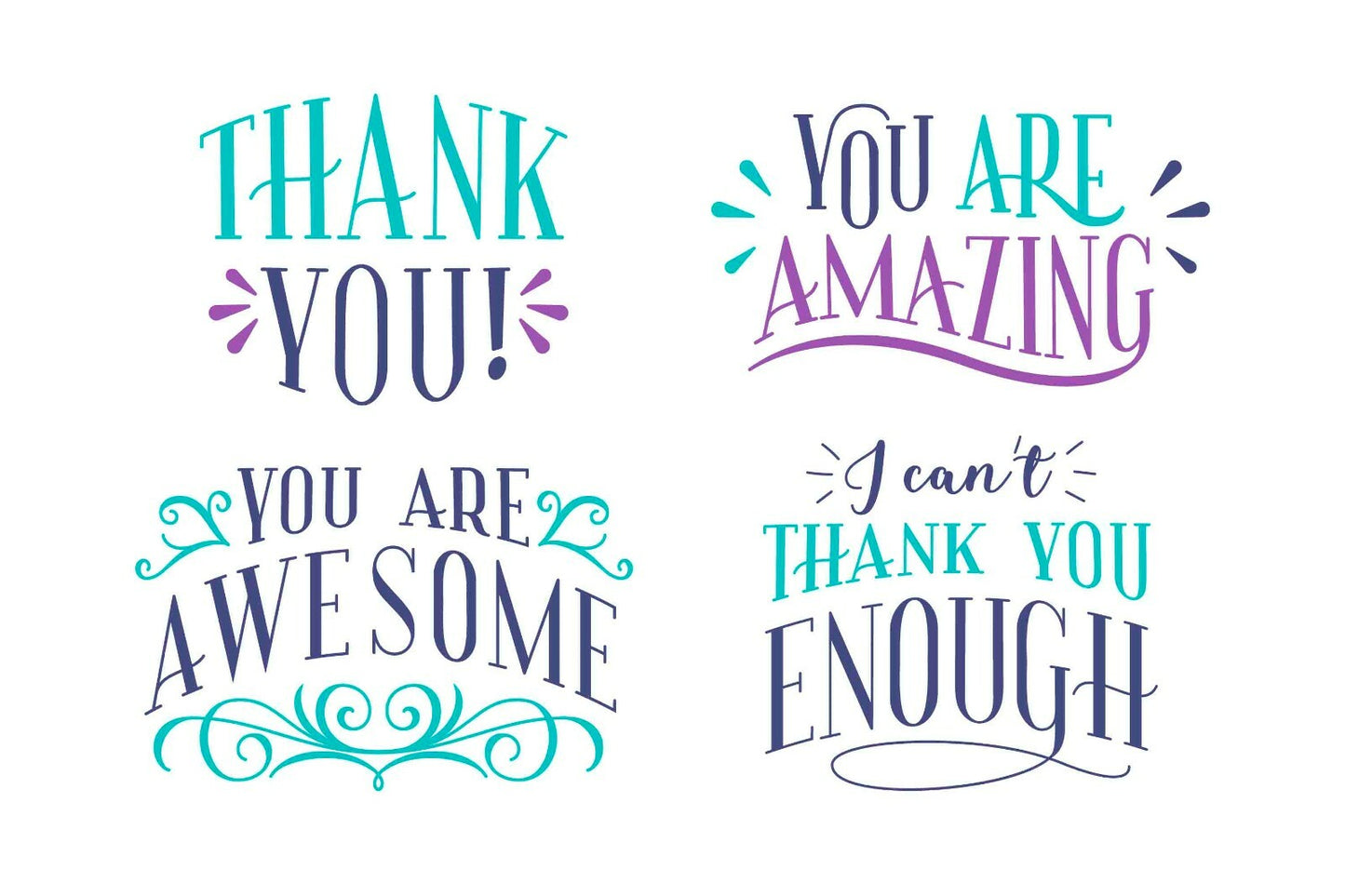 Thank You Sentiment Labels 4 Designs to choose from Awesome Amazing Thanks