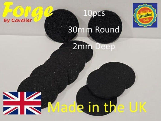 10pcs 30mm Round Small Miniature Model Bases 2mm Deep Thick Circular Base Black