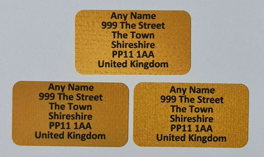 260 x Mini Golden Gold Texture Personalised Name & Address Matte Labels Stickers