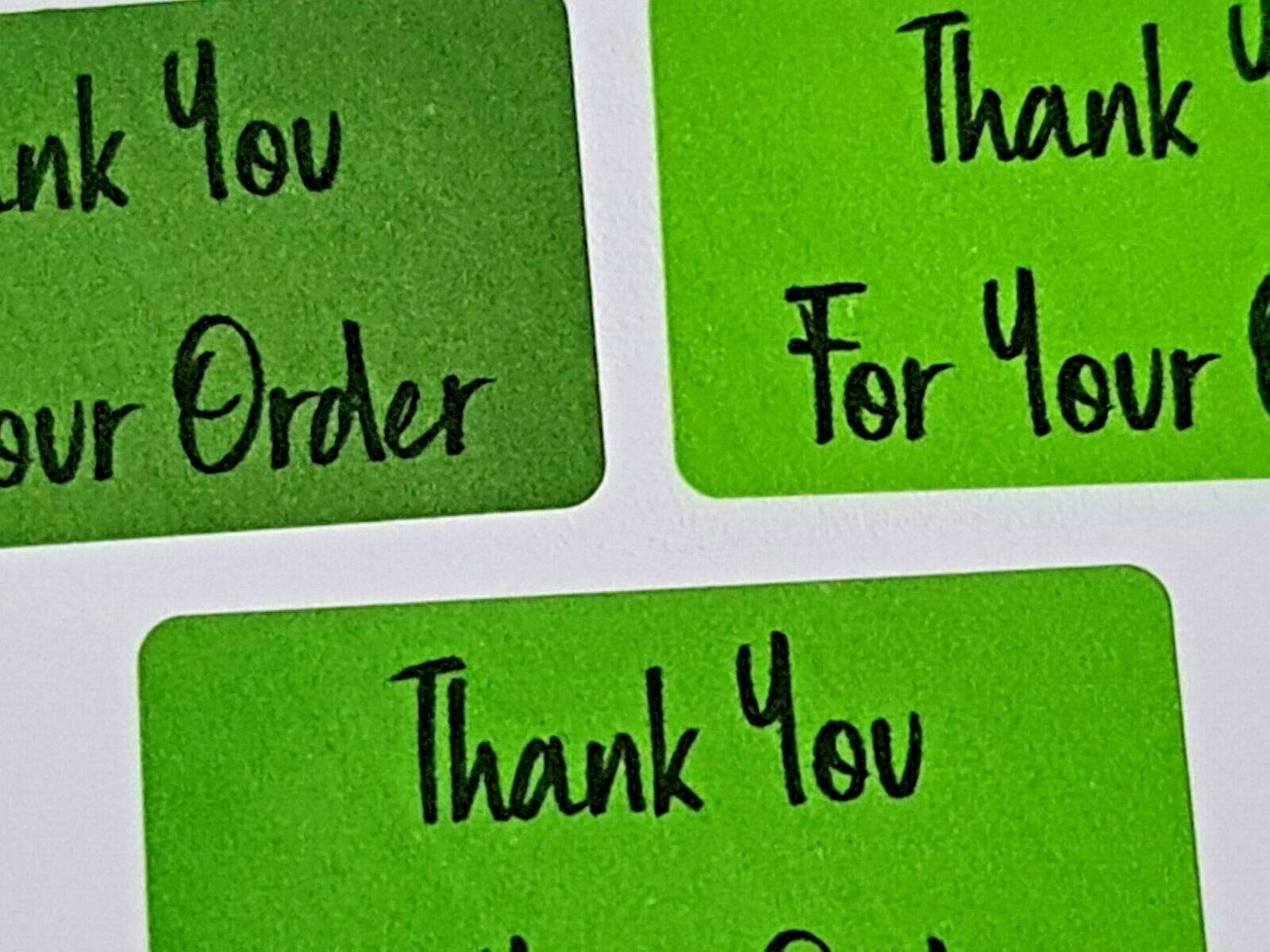 260 x Thank You for Your Order Labels Brushed Lime Green Matte Stickers