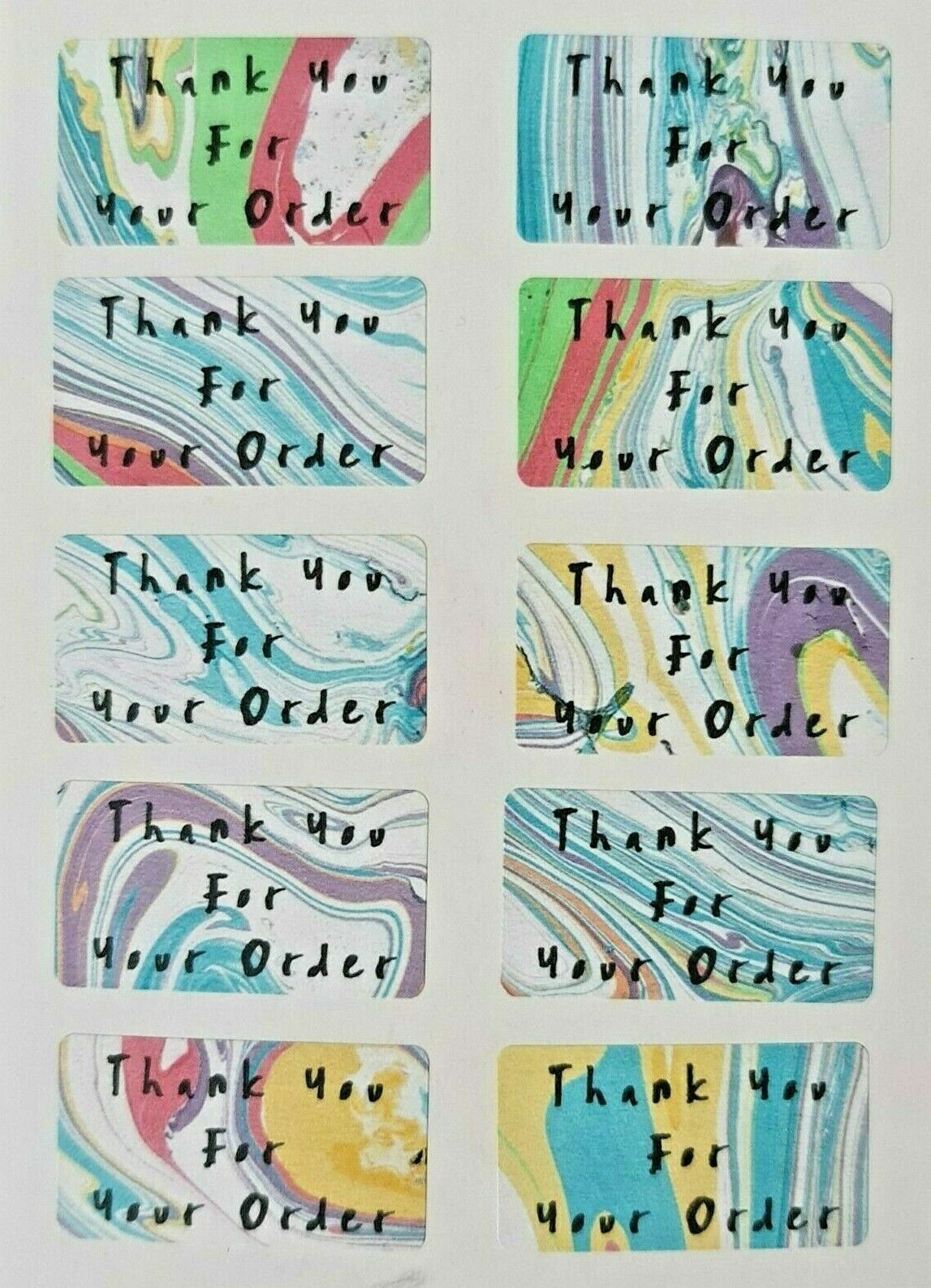 260 x Thank You for Your Order Sticky Labels Marble Effect Matte Stickers