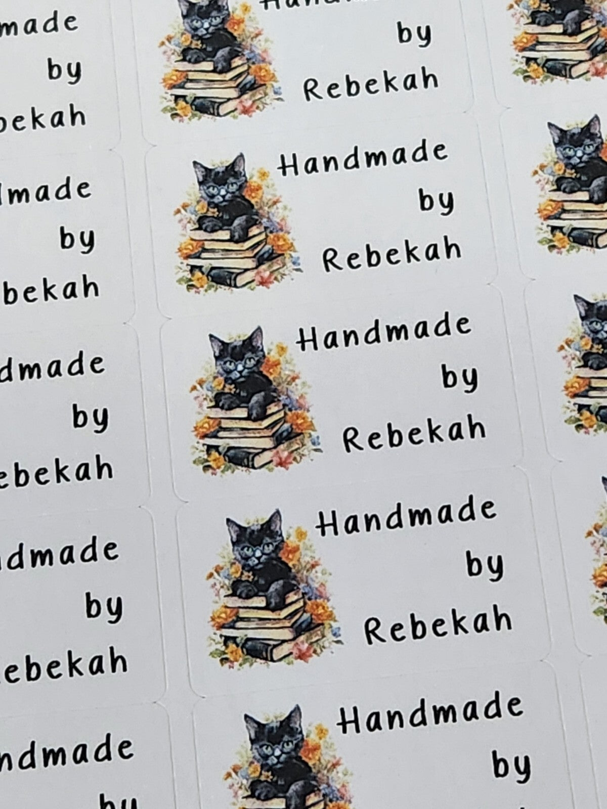 325 Black Cat Personalised Self Adhesive Address Handmade by Labels Stickers