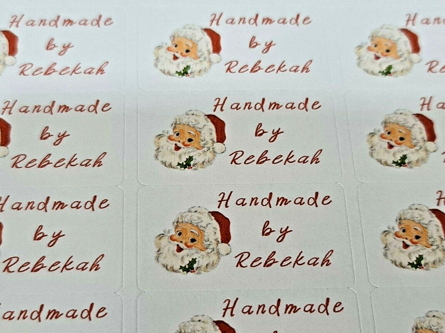 325 Christmas Santa Personalised Self Adhesive Handmade by Labels Stickers