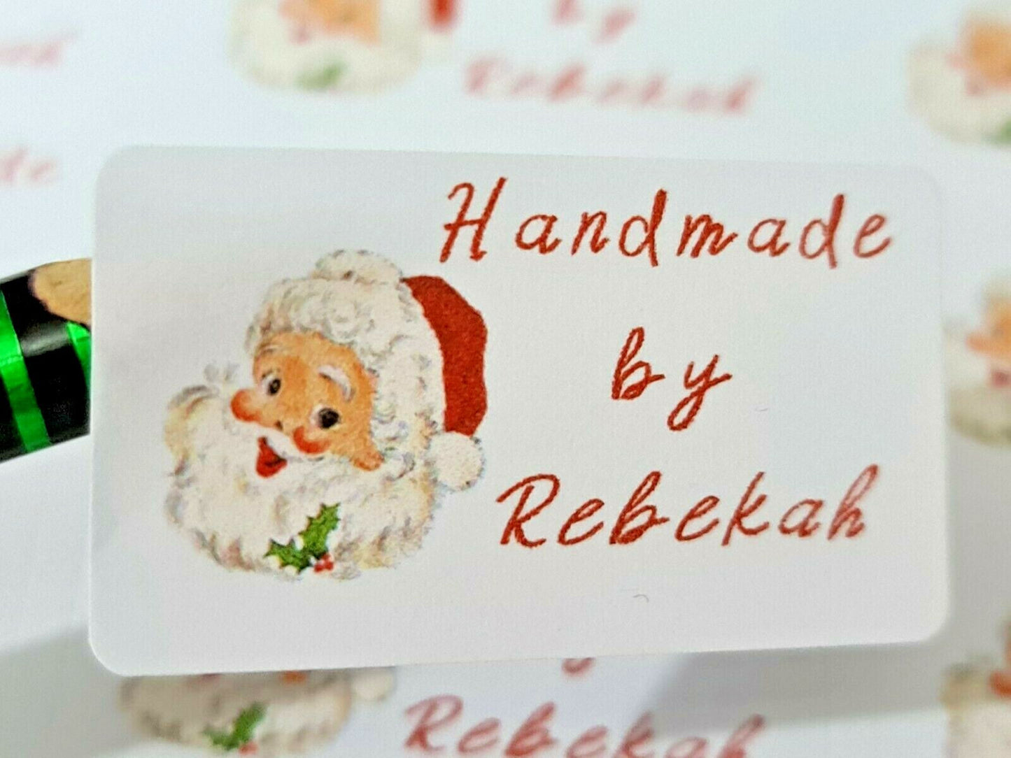325 Christmas Santa Personalised Self Adhesive Handmade by Labels Stickers