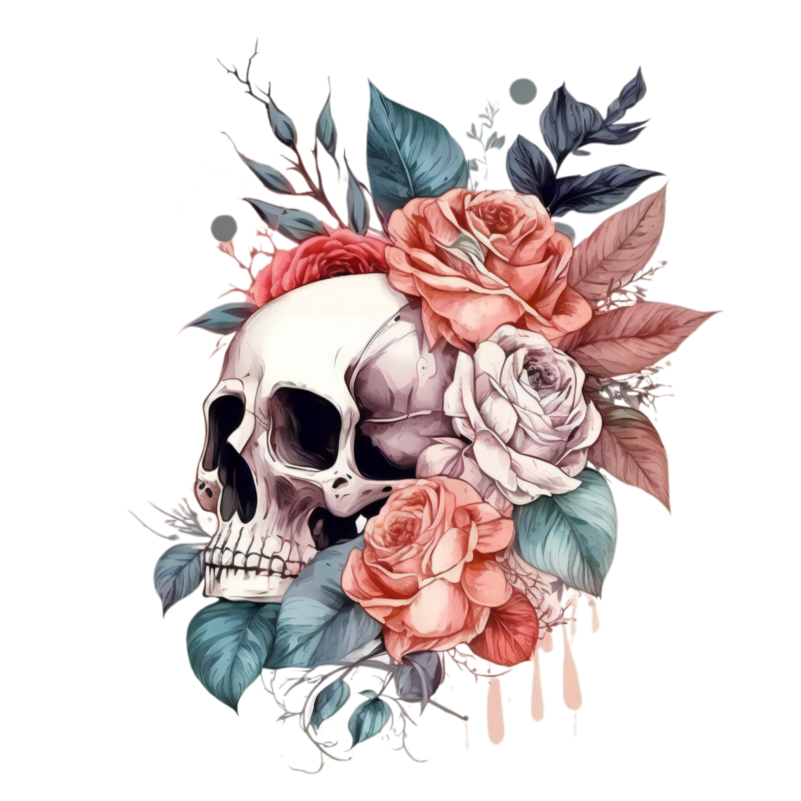 325 Floral Skull Gothic Personalised Self Adhesive Address Handmade by Labels