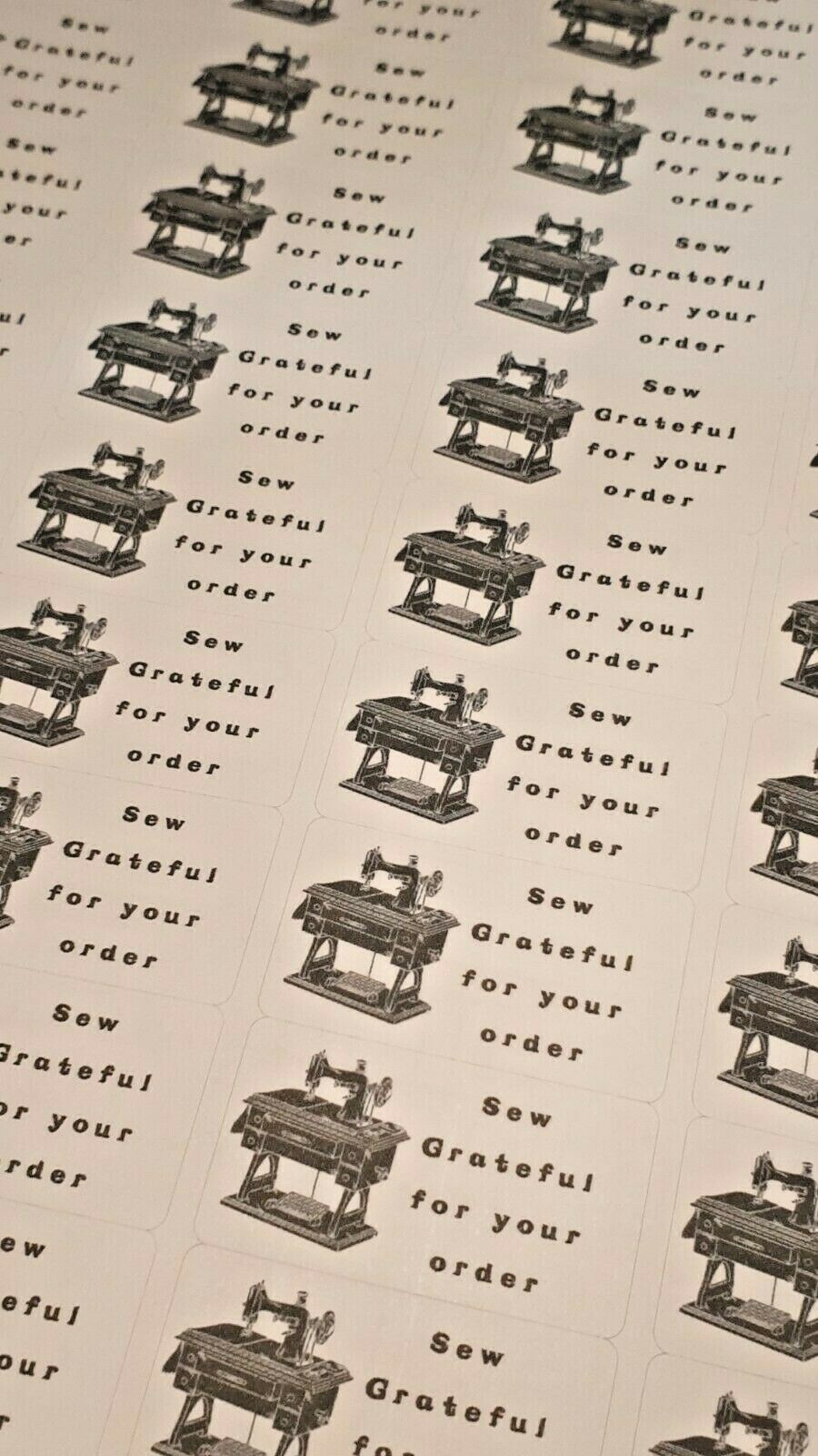325 x Sew Grateful for Your Order Labels Vintage Sewing Matte Labels Stickers