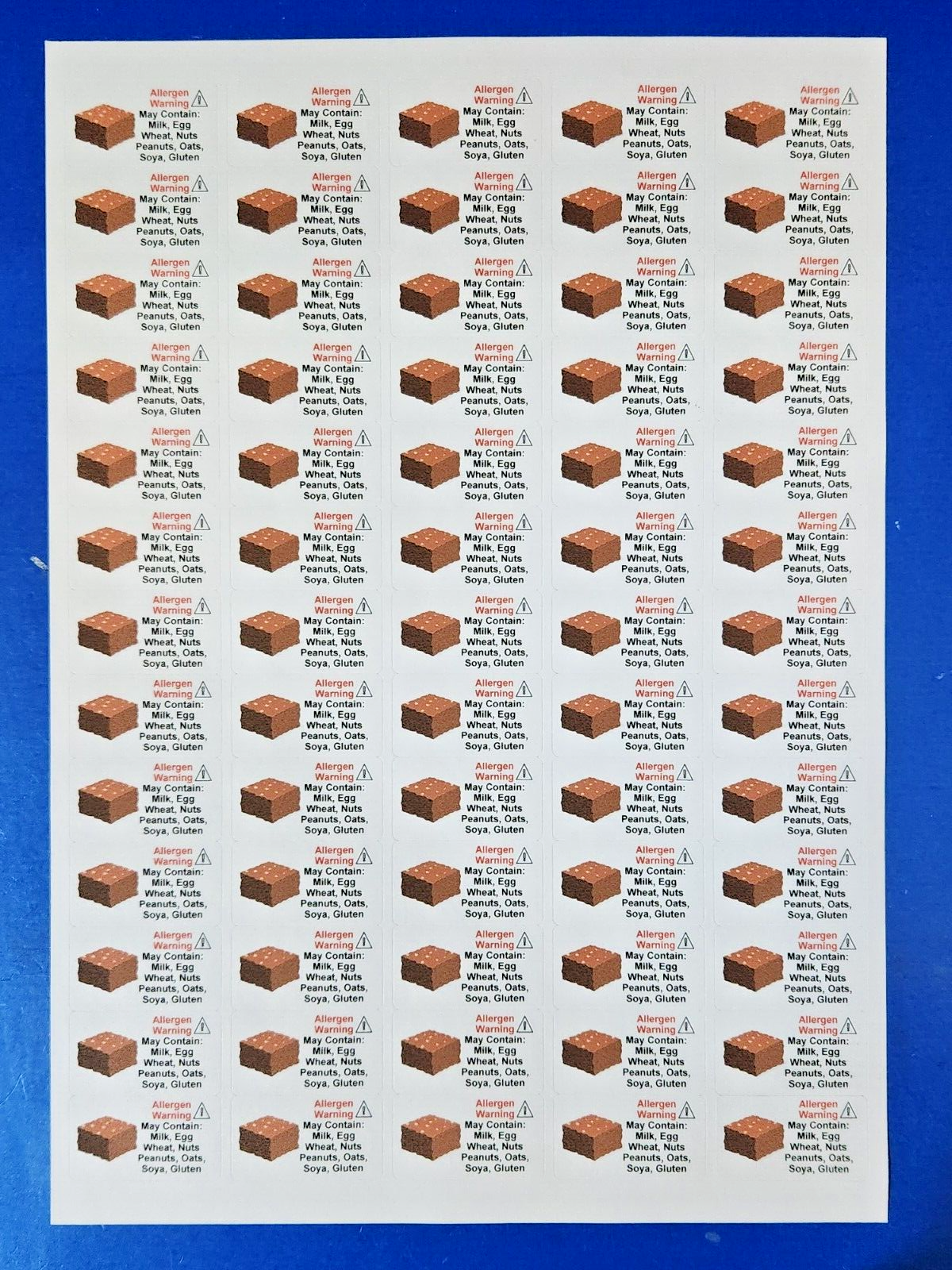 325 x Small Brownie Allergy Allergen Advice Warning Stickers Sticky Labels