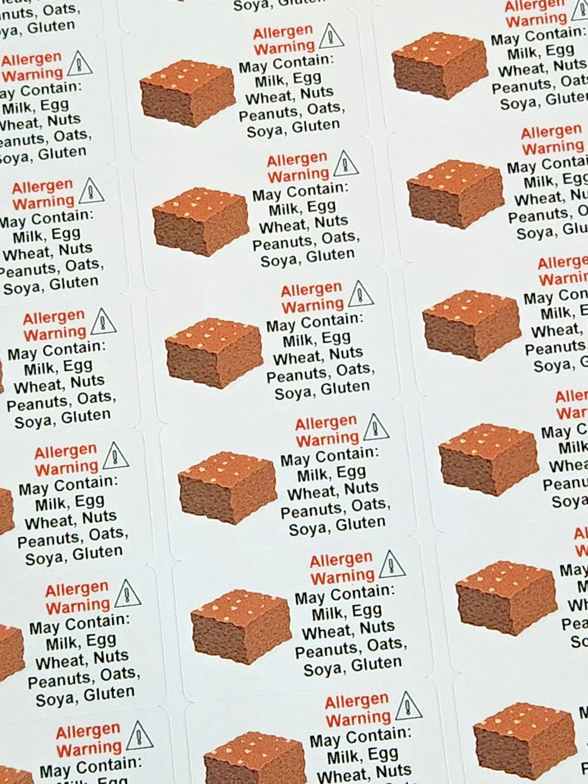 325 x Small Brownie Allergy Allergen Advice Warning Stickers Sticky Labels
